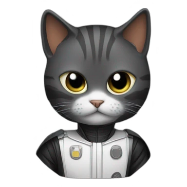 A cat on the darht vader suit sticker