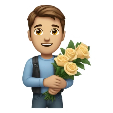 guy with brown hair holding roses sticker