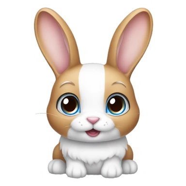 cute caramel and white rabbit, long ears up with blue eyes  sticker