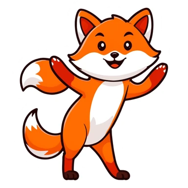Red fox waving hi sticker