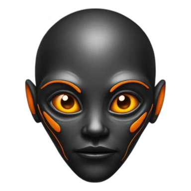 alien face black with orange details sticker