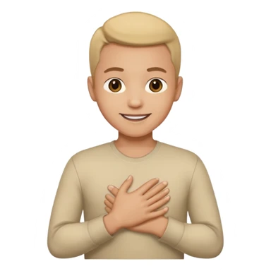 Persona mano al pecho sonriendo sticker