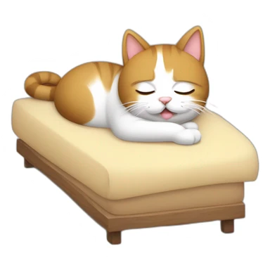 Gato gordo durmiendo en cama sticker