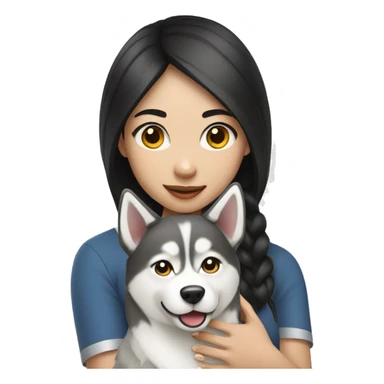 Asian Girl with husky dog sticker