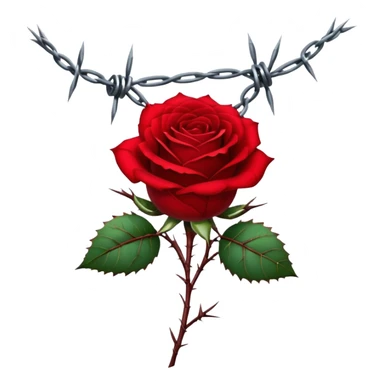A red rose with barbwire wrapped around it sticker