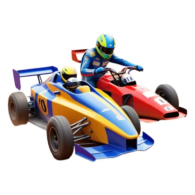 A sleek racing car and motorcycle speeding on a track, leaving a trail of dust behind. The scene captures the thrill of high-speed competition, with blurred motion and vibrant colors, highlighting the dynamic energy of motorsport. sticker