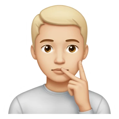 person tapping finger on chin thinking sticker