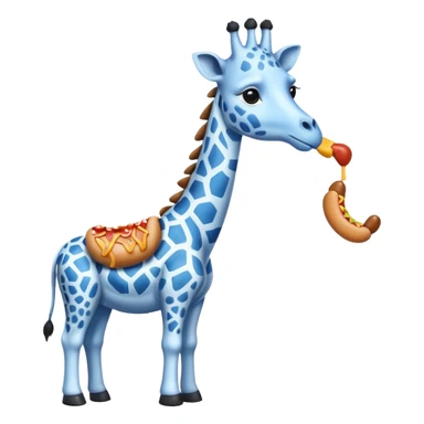 Blue giraffe eating a hot dog  sticker