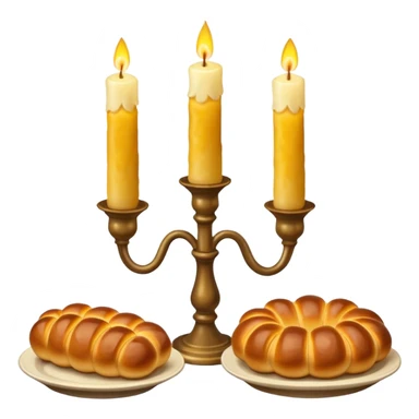 Shabbat two candles in candlesticks and halal bread  sticker