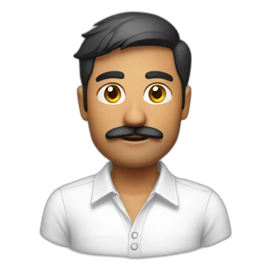 Indian man developer in plain white shirt with sleeve up and mustach profile image sticker