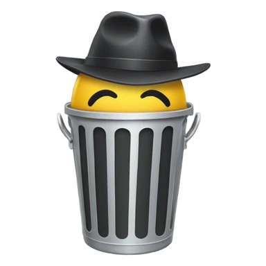 trash can wearing a hat sticker