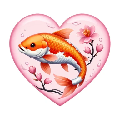 sakura heart with a koi fish sticker