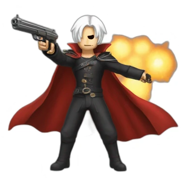 dante from devil may crying firing guns in the air sticker
