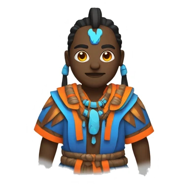 Tribal animated shaman in the robe in black blue and orange neon colors sticker