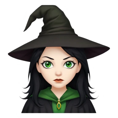 evil witch with disheveled hair sticker