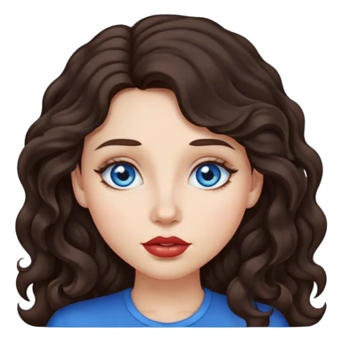 girl with long, lush, slightly curly dark brown hair, big lips and blue eyes sticker