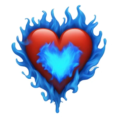 red heart in blue fire sticker