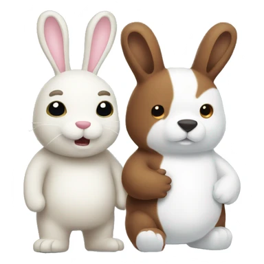 brown bear and white bunny sticker