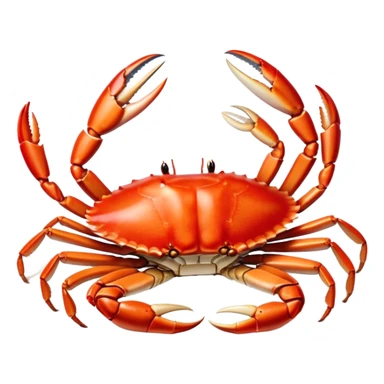 Cinematic rich crab legs, bright red shell glistening, cracked open to reveal tender white meat, warm golden highlights, detailed and delicious. sticker