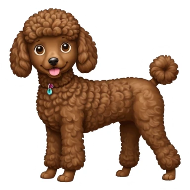 Create a full-body Apple-style emoji of a brown poodle sticker