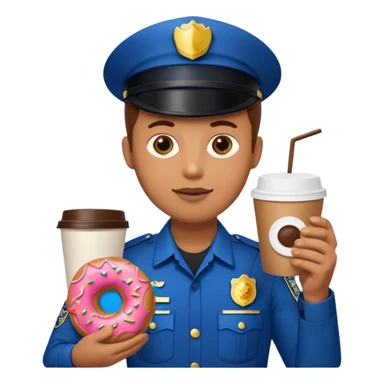 police holding donut and coffee sticker