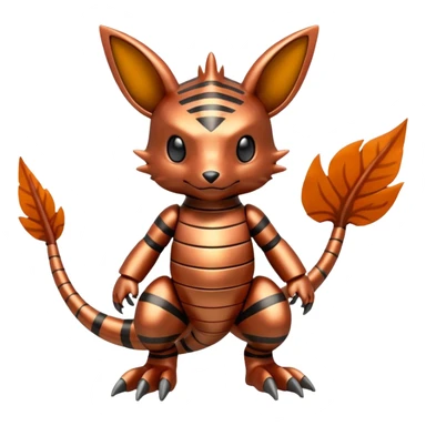 Copper-Striped Burnished Warm-hued Metallic Pokémon-Fakémon-Digimon-Creature, (full body) sticker
