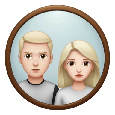 Man killer on mirror behind woman sticker