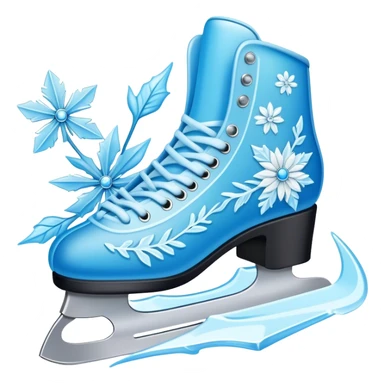 Ice blue skate blades, carving frost flower trails sticker