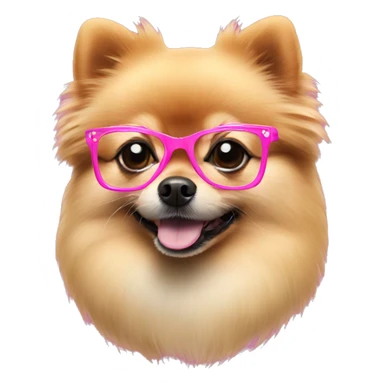 Pomeranian with pink glasses sticker