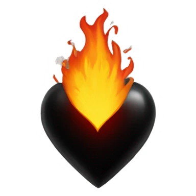 Black heart with fire behind sticker