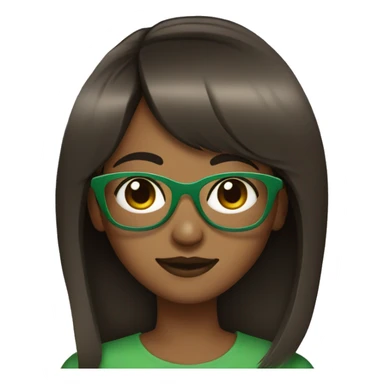 brown skin girl with straight bangs and green glasses sticker