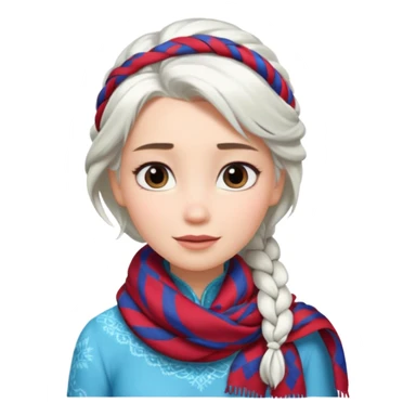 white hair one sided braid elsa with patterned scarf sticker