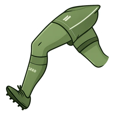 Isolate and show only the footballer's leg in the same style as the original image, with no background. sticker