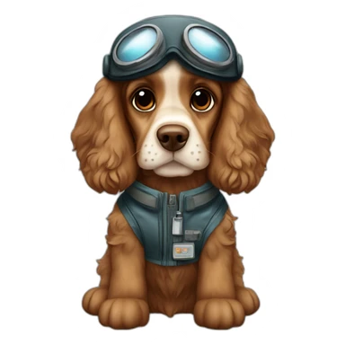 brown cocker spaniel dressed as pilot sticker