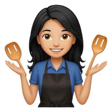 Hold. Women painting smilling tablier black hair sticker