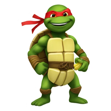 a ninja turtle eating a banana sticker