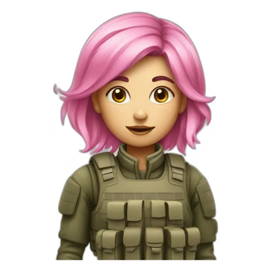 Pink Hair soldier girl sticker