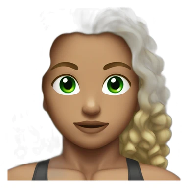Bodybuilder with green eyes and brown curly hair model face no smile sticker
