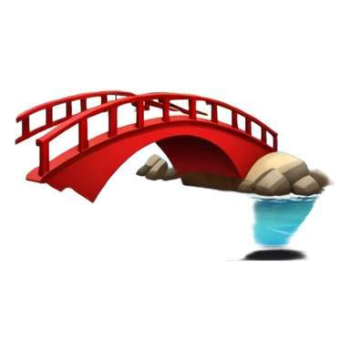  island with modern buildings, beaches with palm trees, and a red bridge on one side sticker