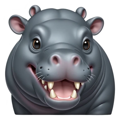 cinematic-noble-yawning hippo-portrait-emoji,-poised-and-regal,-with-a-massive,-robust-build-and-a-smooth,-sleek-slate-gray-hide,-deep-set-soulful-eyes,-simplified-yet-sharp-and-sophisticated-features,-highly-detailed,-glowing-with-a-soft radiance sticker