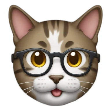 Nerd cat emoji with two big teeth sticker