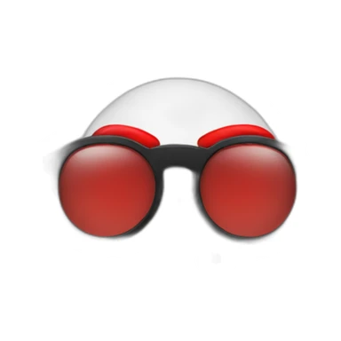 ball with a red cap with a black brim no mouth round glasses sticker