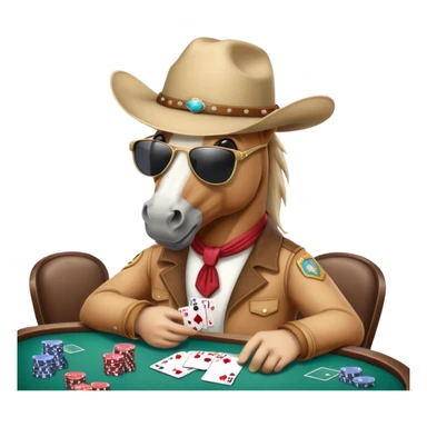 horse playng poker wearing cowboy hat wearing sunglasses sticker
