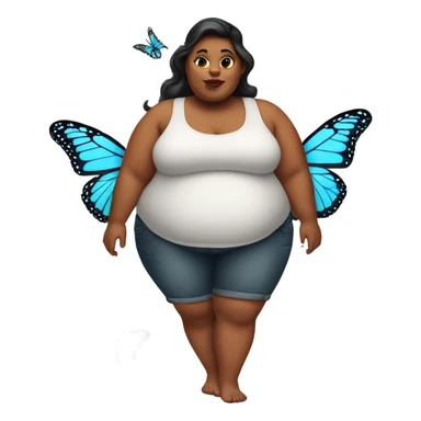 FAT girl with butterfly tattoo sticker
