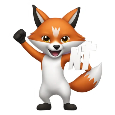 
The fox raises its arms and holds a sign saying "NT" sticker