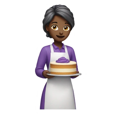Girl wearing purple and baking cake sticker