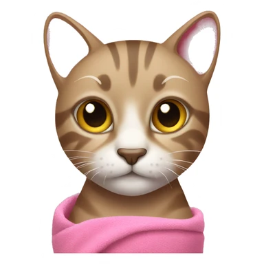 cat with pink towel sticker
