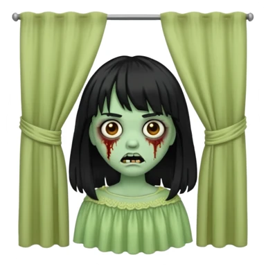 Faça uma zombie de cabelo longo preto com curtain bangs sticker
