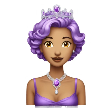 Gorgeous Lady with purple-shiny-crystal-hair and tiara and necklace sticker