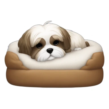 Shih tzu sleeping on a dog bed  sticker